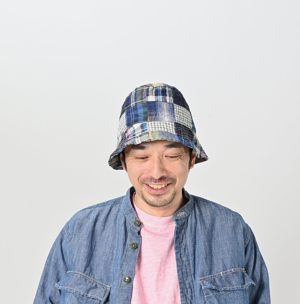 Indian Linen Madras Patchwork Hat Male Model
