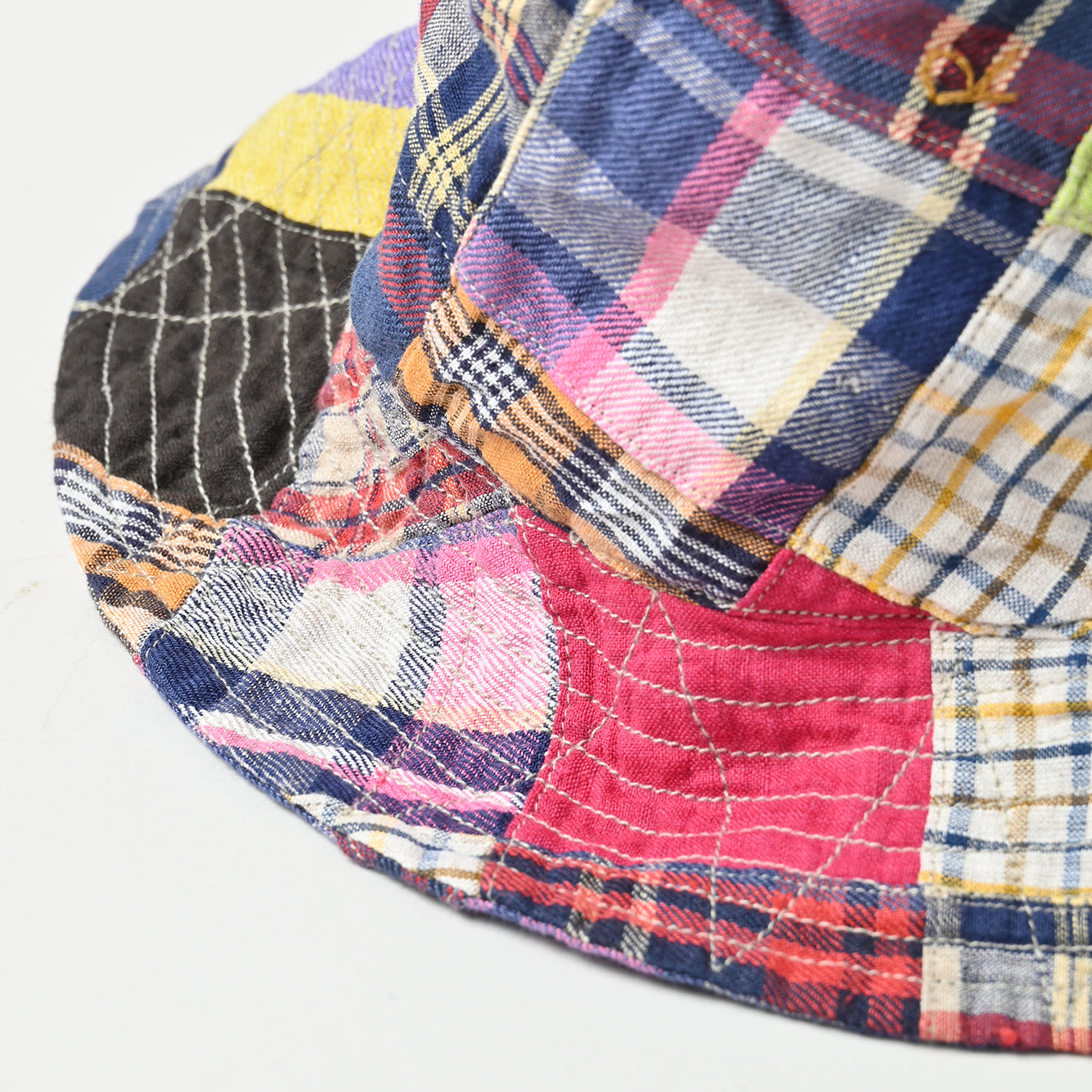 Indian Linen Madras Patchwork Hat Detail