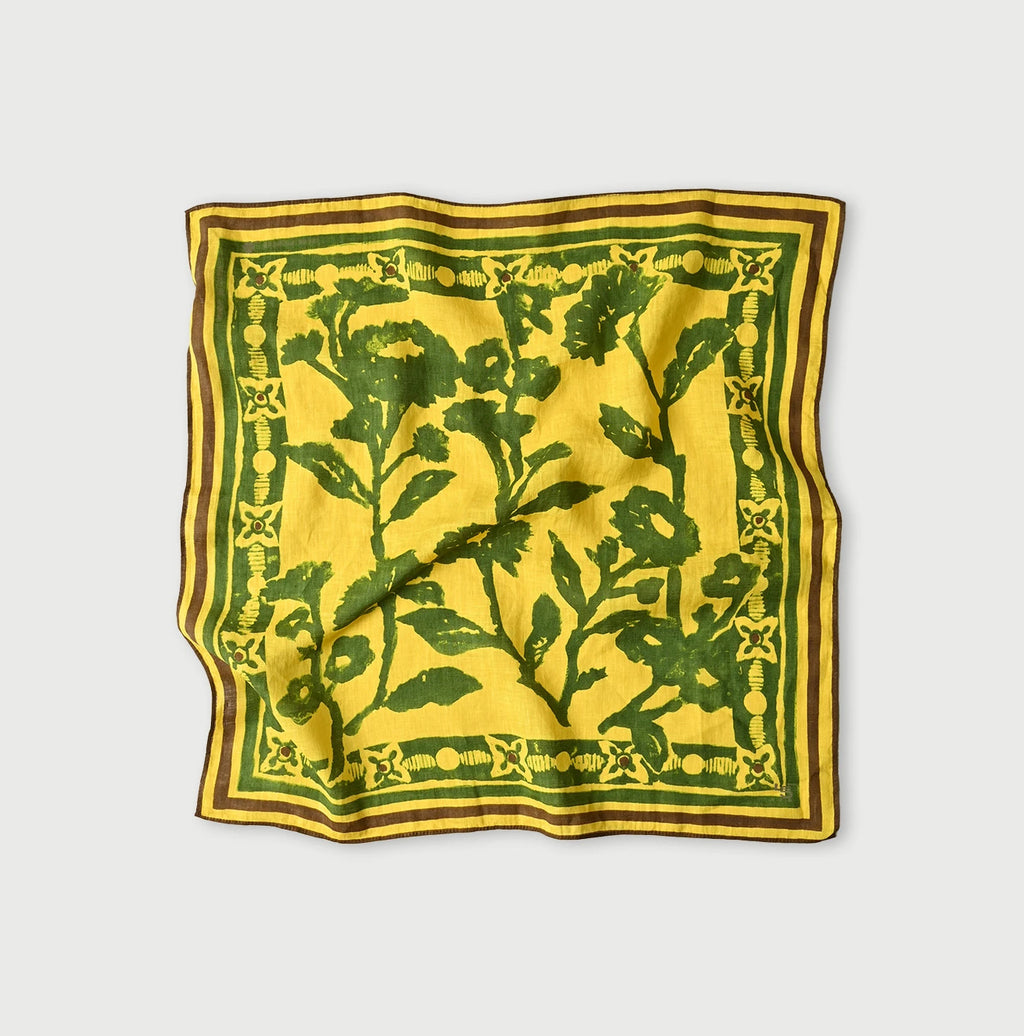 Linen Flax Flower Bandana Yellow