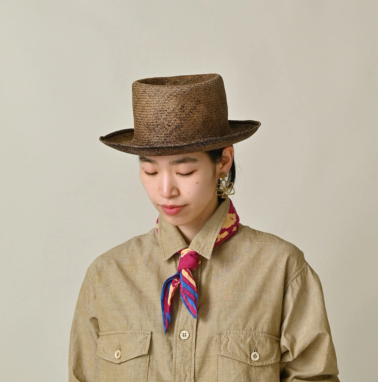 Linen Flax Flower Bandana Female Model