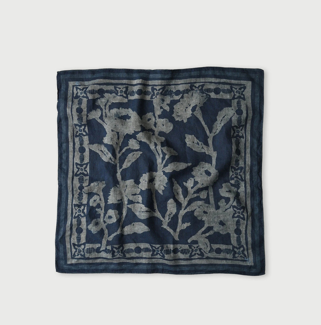 Indigo Linen Flax Flower Bandana
