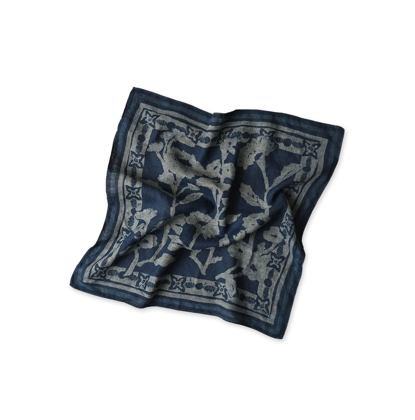 Indigo Linen Flax Flower Bandana