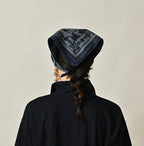 Indigo Linen Flax Flower Bandana Female Model