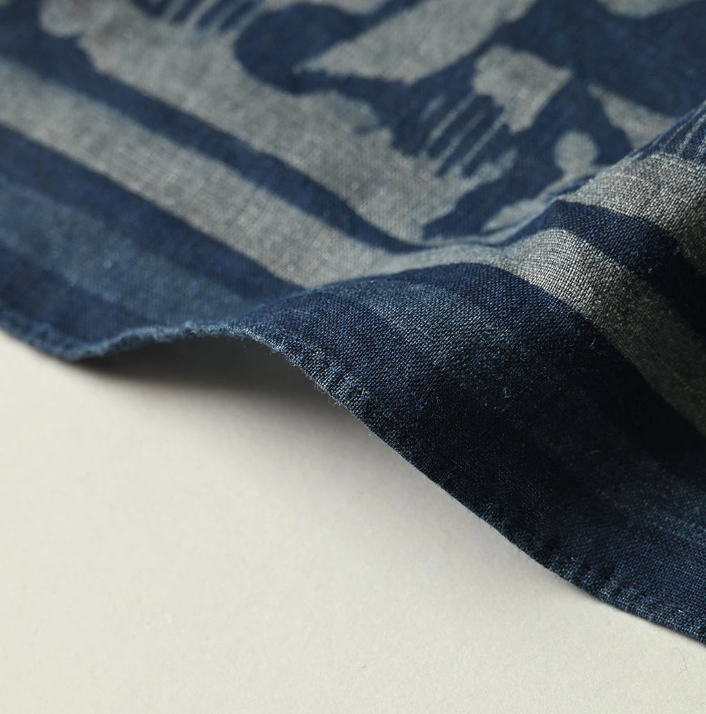 Indigo Linen Flax Flower Bandana Detail