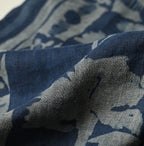 Indigo Linen Flax Flower Bandana Detail