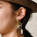 Flower Pierced Earrings Female Model