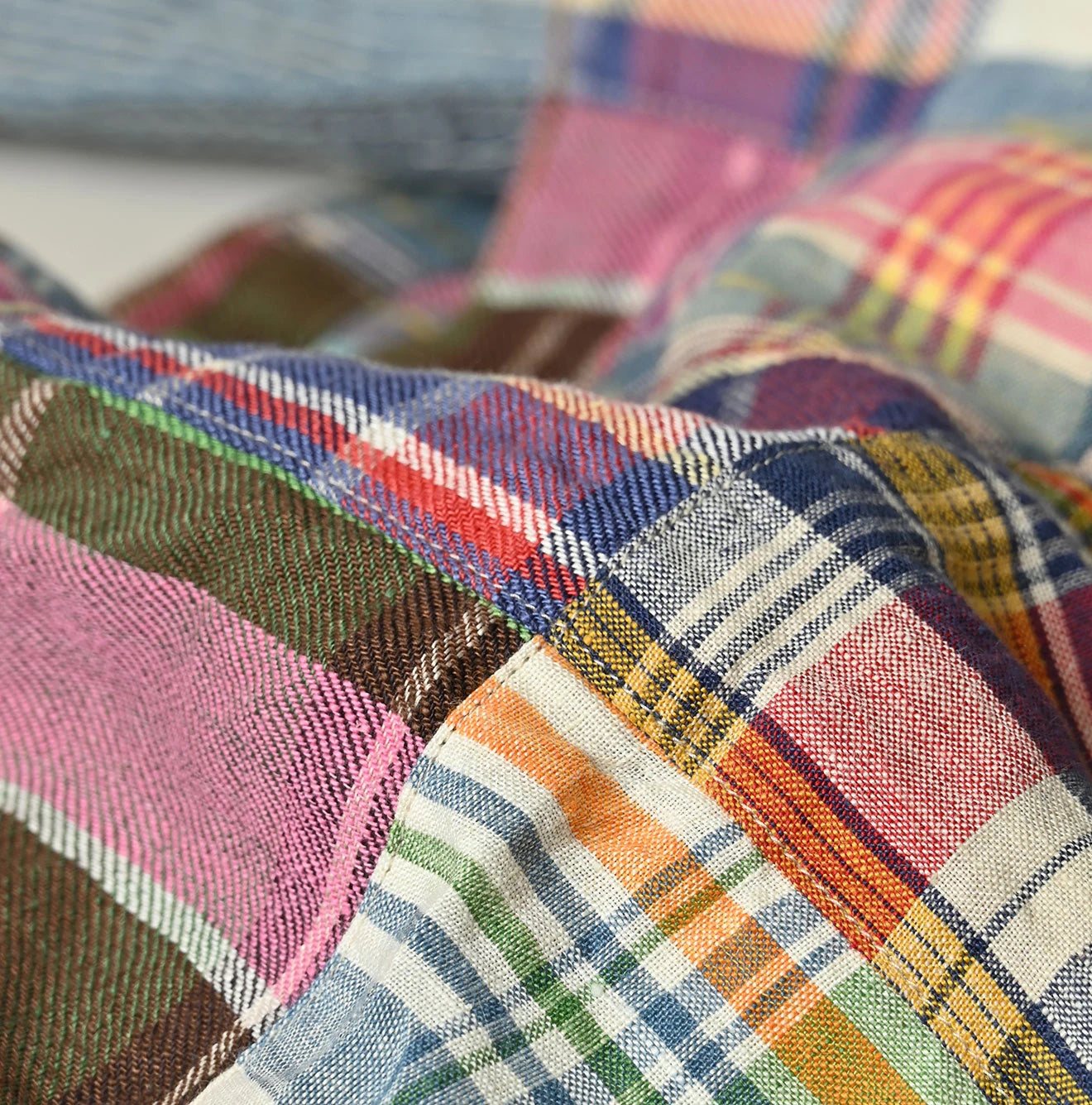 Indian Linen Patchwork Tote Bag Detail