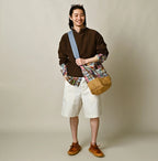 Indian Linen Patchwork Tote Bag Male Model