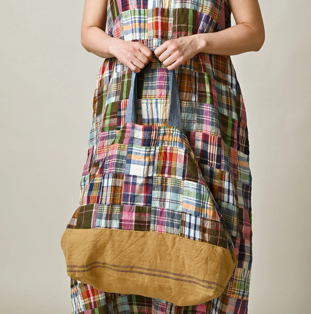 Indian Linen Patchwork Tote Bag Detail