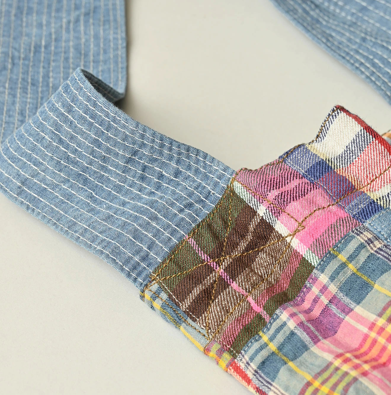 Indian Linen Patchwork Tote Bag Detail