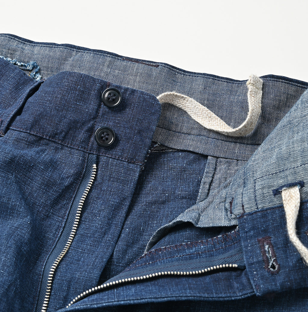 Indigo Linen Cloth 908 Nîmes Pants Detail