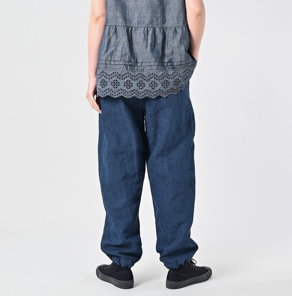 Indigo Linen Cloth 908 Nîmes Pants Female Model