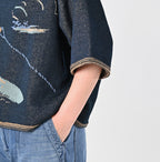 Indigo Surf Hula Girl Jacquard 908 Outer T-shirt Detail