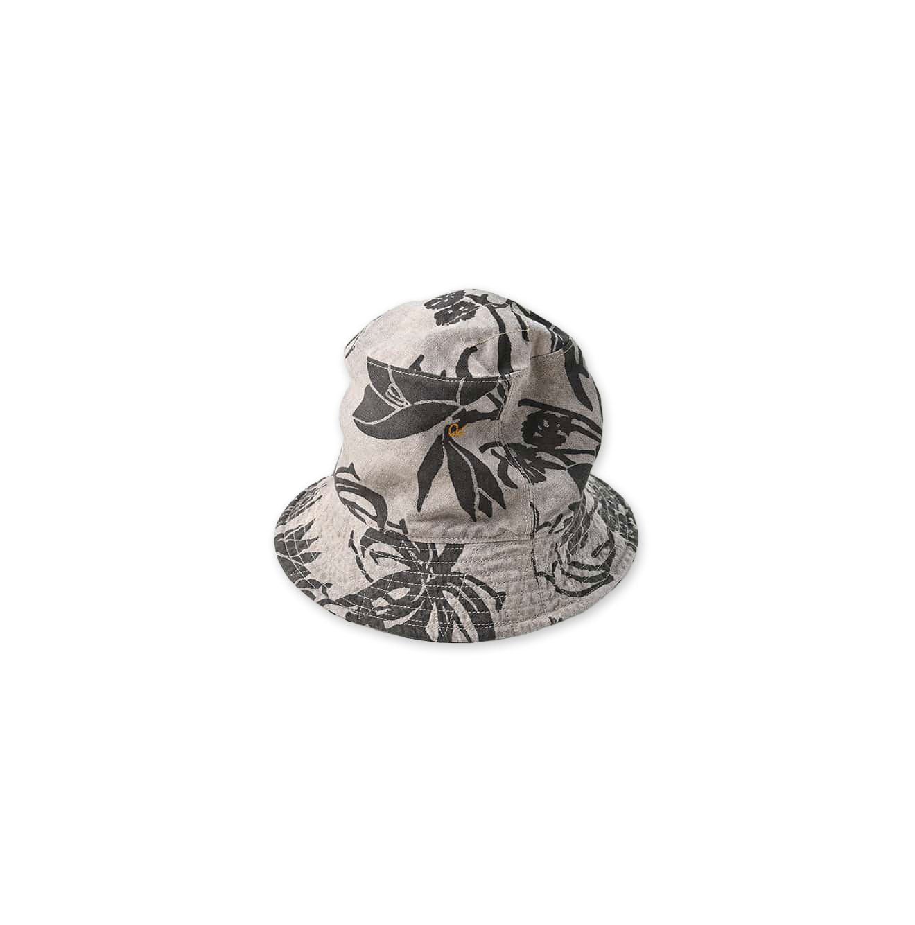 Linen Lotus Print Hat Brown