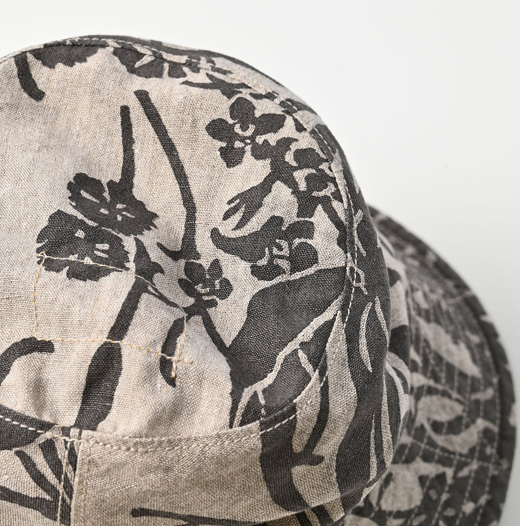 Linen Lotus Print Hat Detail