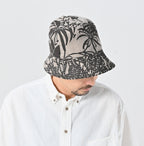Linen Lotus Print Hat Male Model