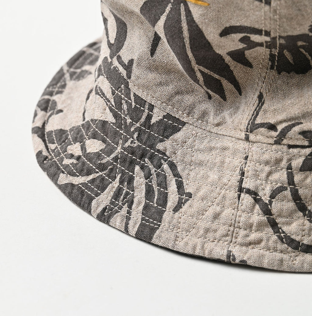 Linen Lotus Print Hat Detail