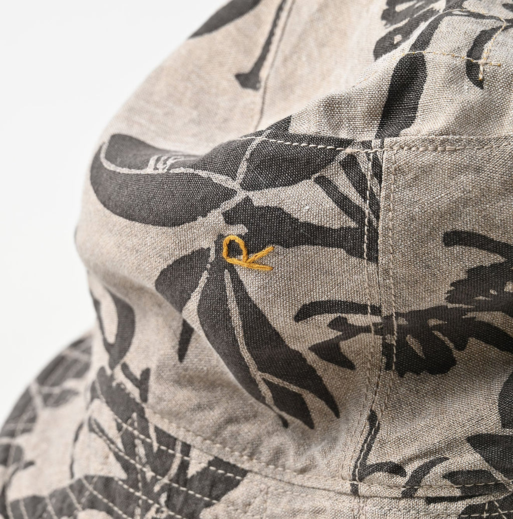 Linen Lotus Print Hat Detail