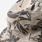 Linen Lotus Print Hat Detail