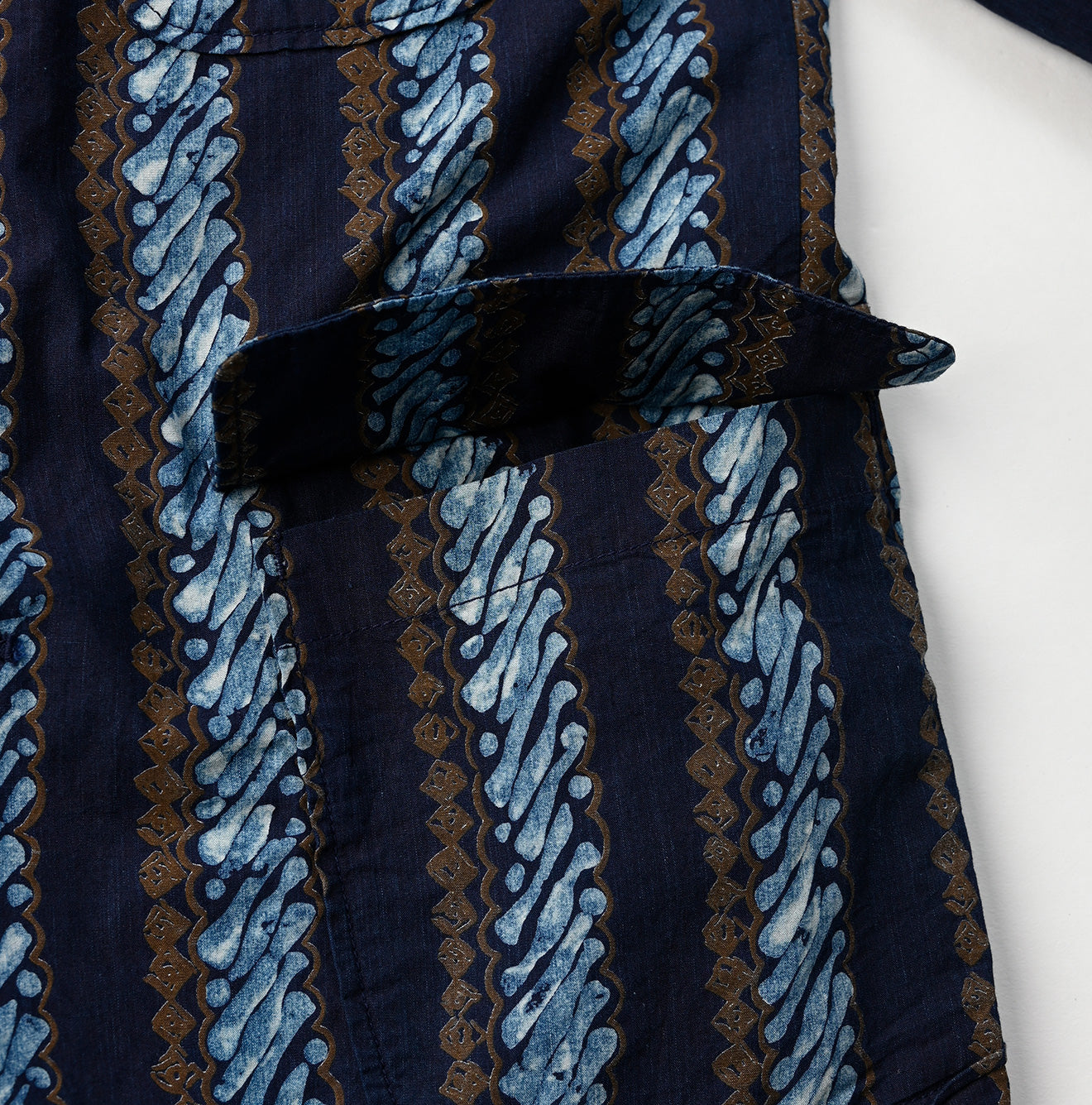 Indigo Batik Print 908 Stripe Blazer Detail