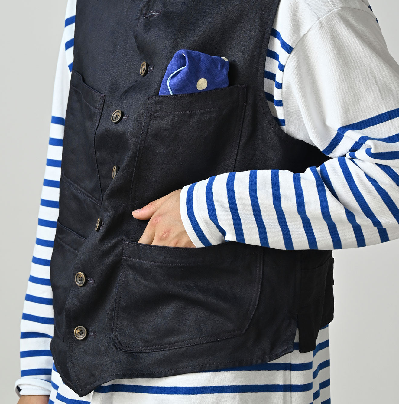 Indigo Linen Sateen 908 Vest