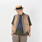 Indigo Mini Herringbone Cotton Tweed 908 Reversible Vest Male Model