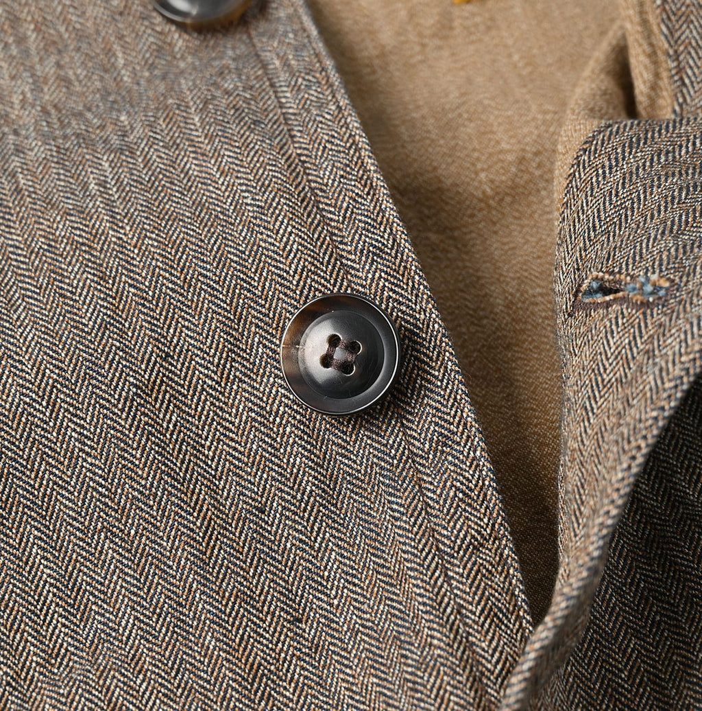 Indigo Mini Herringbone Cotton Tweed 908 Reversible Vest Detail