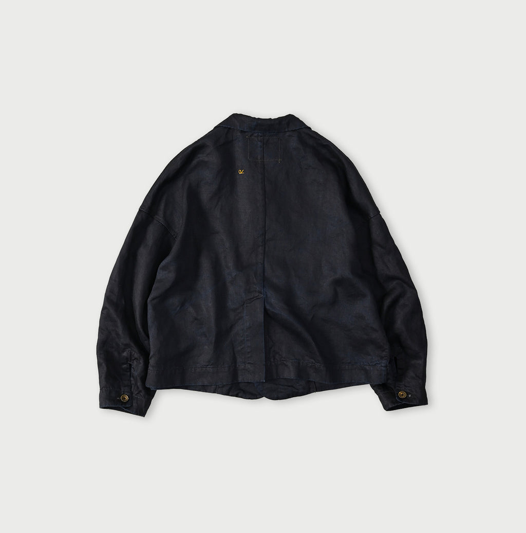 Indigo Linen Sateen Uma Jacket