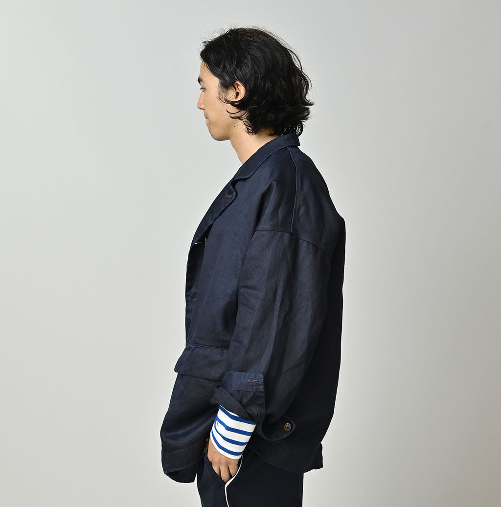 Indigo Linen Sateen Uma Jacket