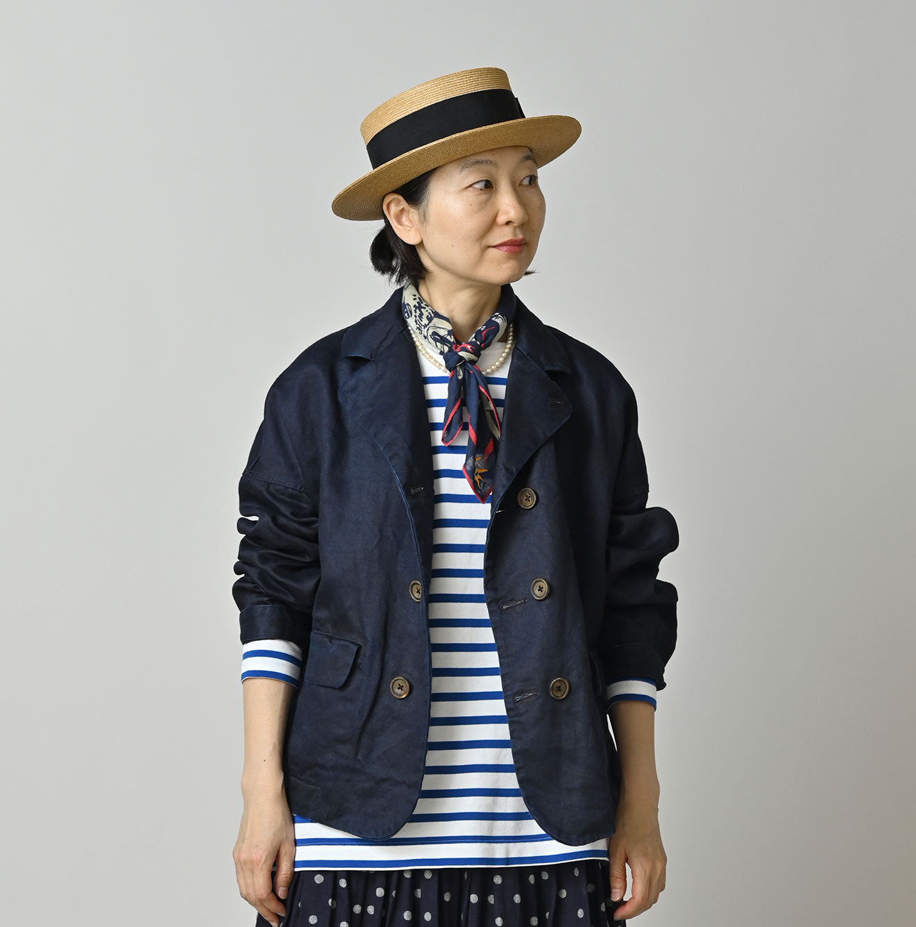Indigo Linen Sateen Uma Jacket