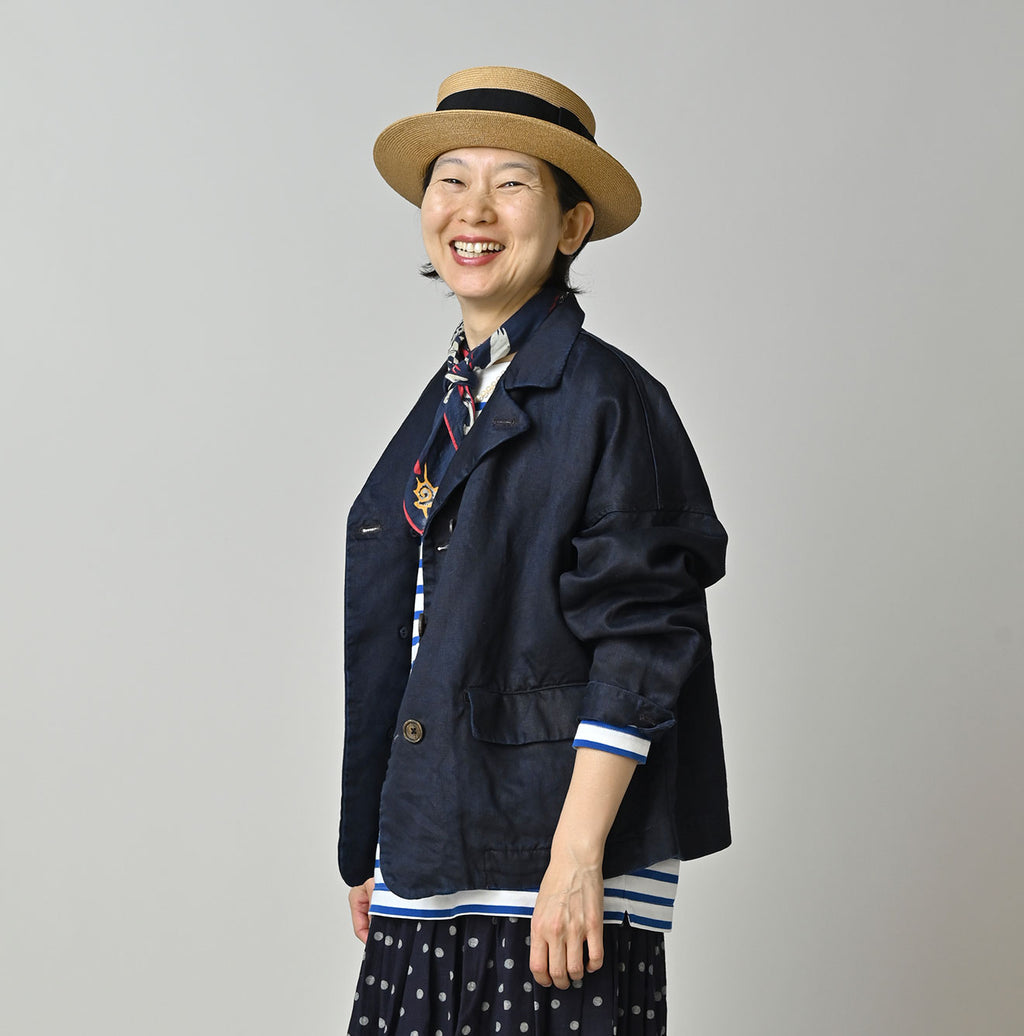 Indigo Linen Sateen Uma Jacket