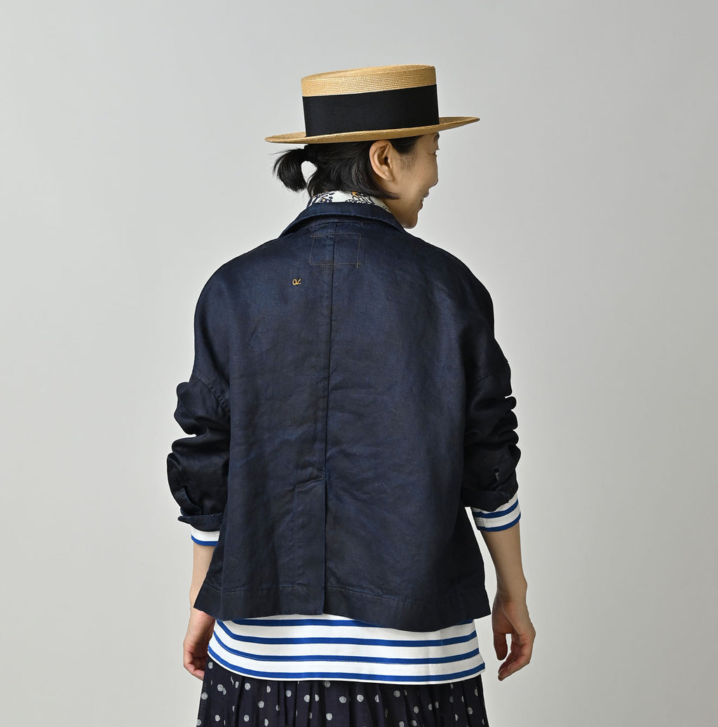 Indigo Linen Sateen Uma Jacket