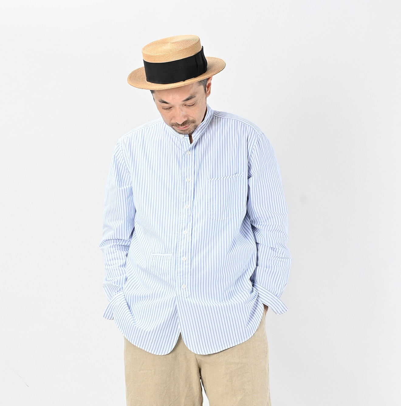 No.180 Miko 908 Loafer Stand Collar Shirt Male Model