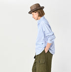 No.180 Miko 908 Ocean Button Down Shirt Detail Female Model