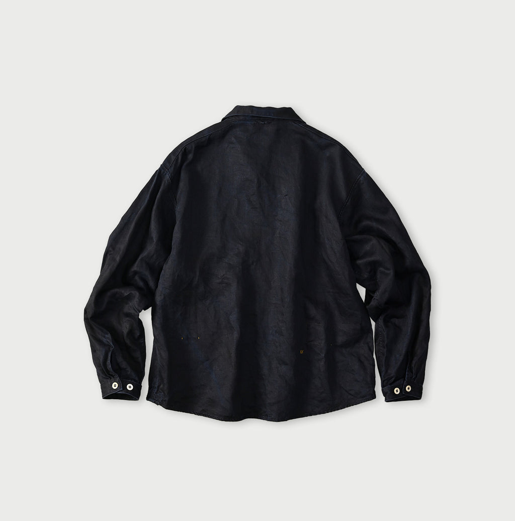 Indigo Linen Sateen 908 Duffer Shirt