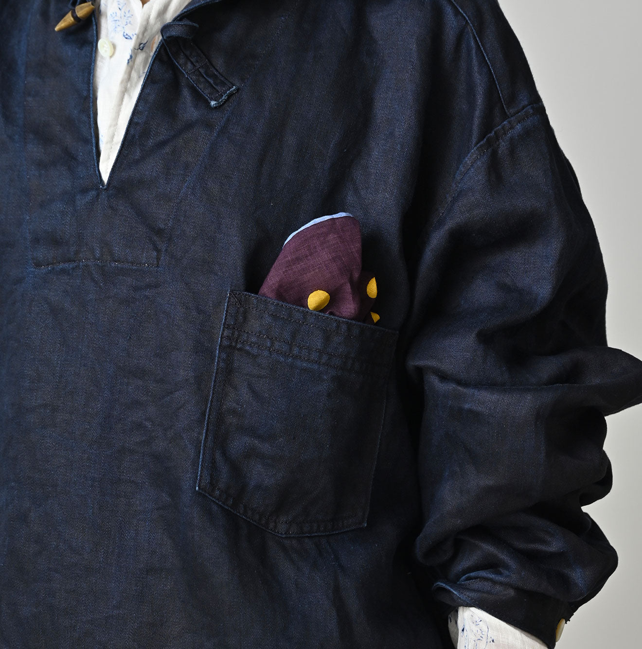 Indigo Linen Sateen 908 Duffer Shirt