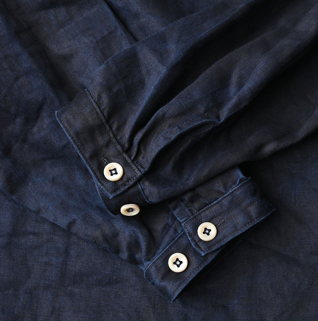 Indigo Linen Sateen 908 Duffer Shirt
