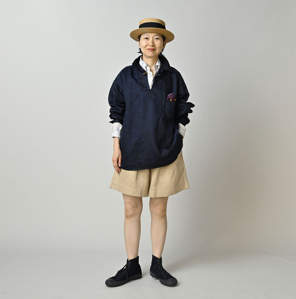 Indigo Linen Sateen 908 Duffer Shirt
