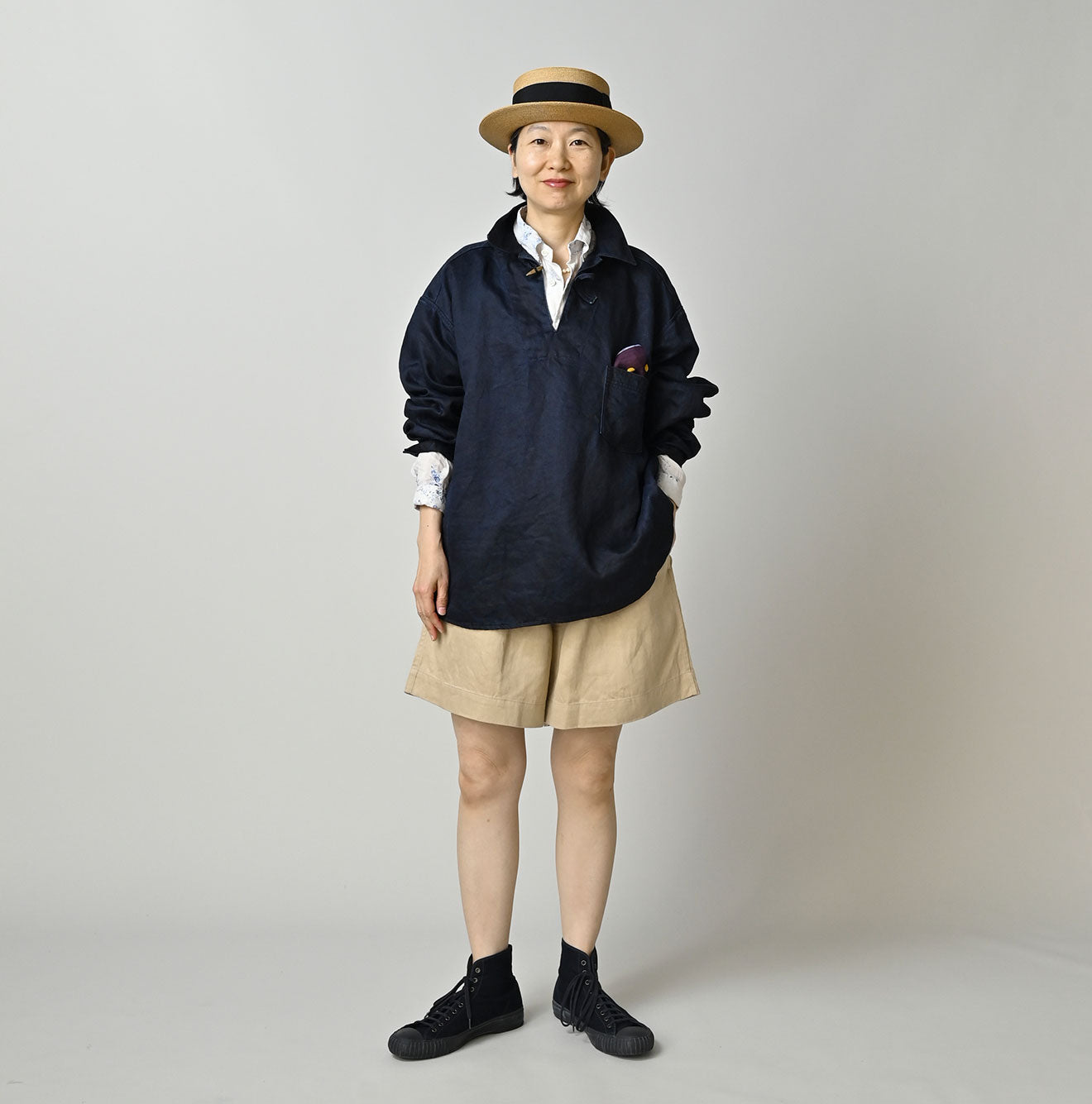 Indigo Linen Sateen 908 Duffer Shirt