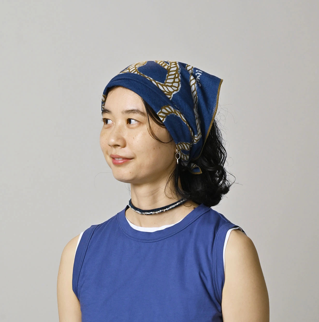 Indigo Gauze Tri-color Bandana