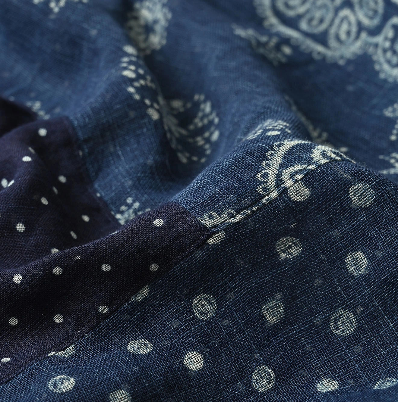 Indigo Gauze Bandana x Dots Stole