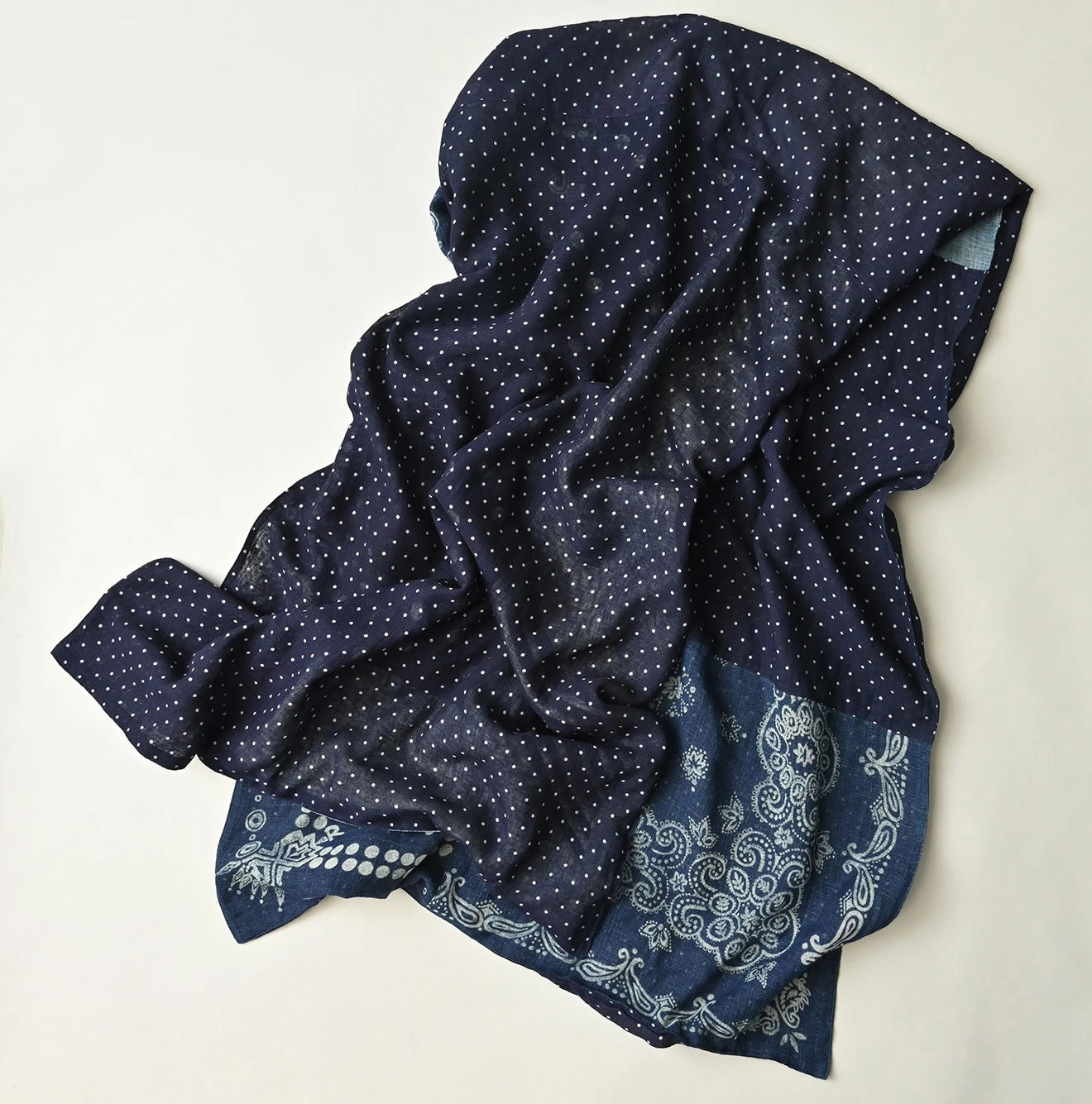Indigo Gauze Bandana x Dots Stole