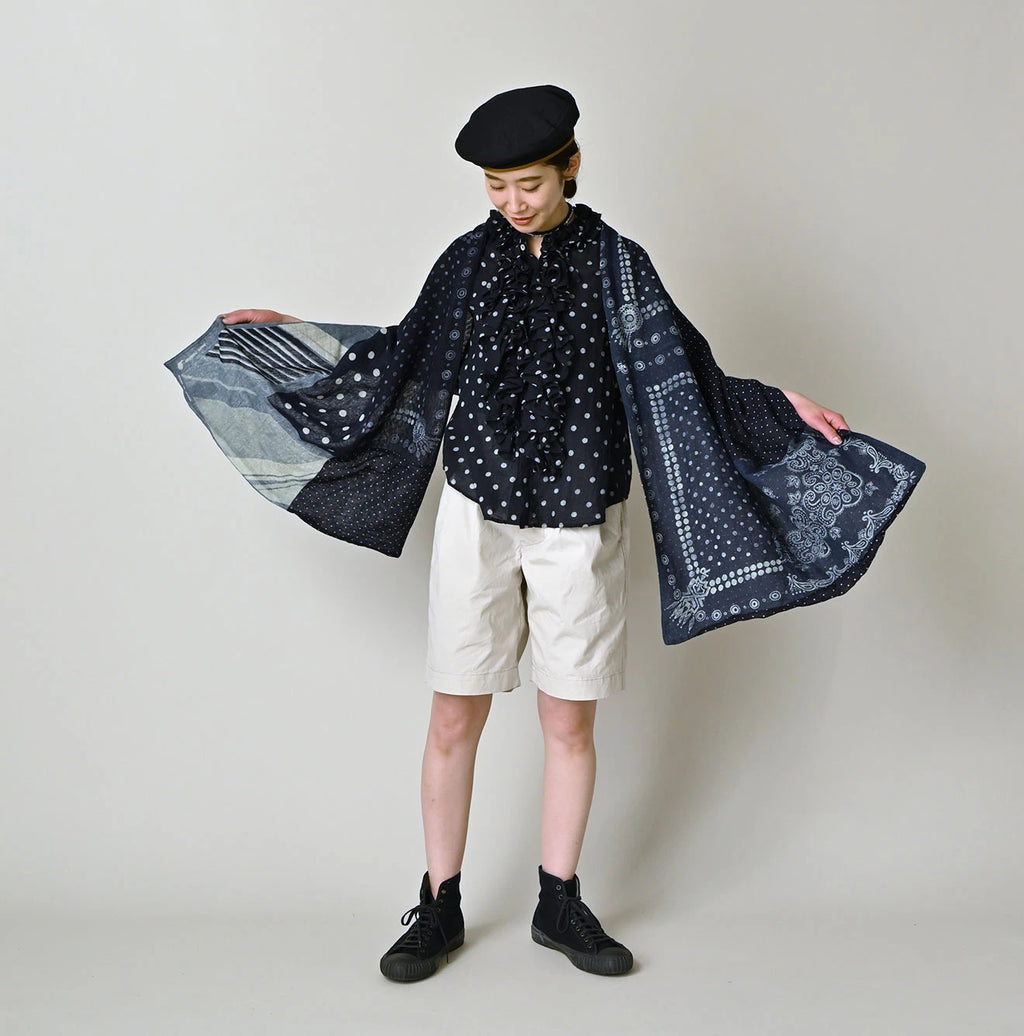 Indigo Gauze Bandana x Dots Stole