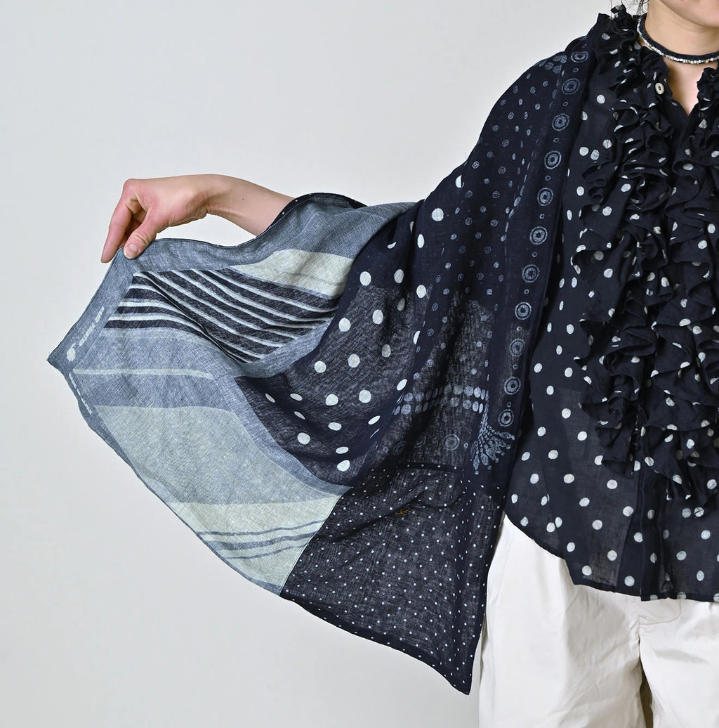 Indigo Gauze Bandana x Dots Stole