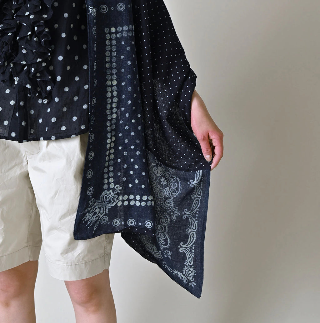 Indigo Gauze Bandana x Dots Stole