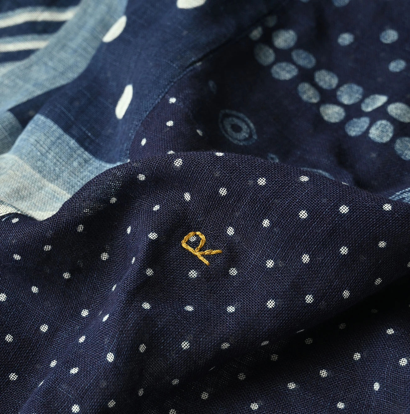 Indigo Gauze Bandana x Dots Stole