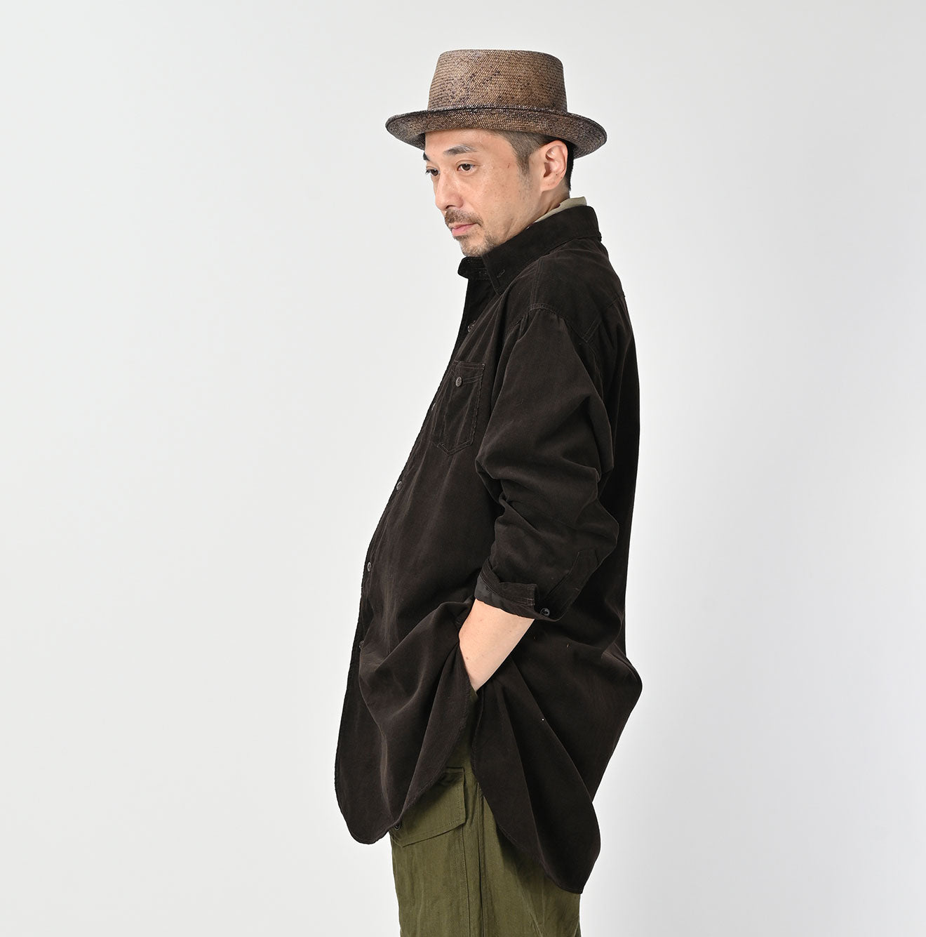 Pin Corduroy 908 Gatcha-Pocket Shirt Male Model