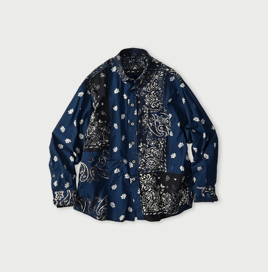 Indigo Hira Bandana Mix 908 Ocean Button Down Shirt
