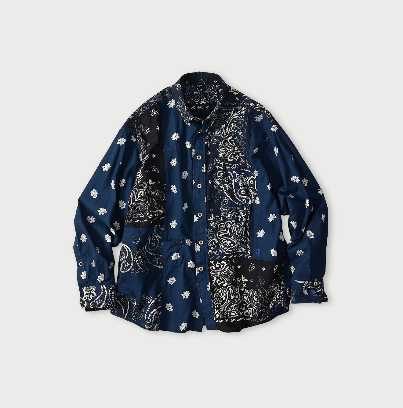 Indigo Hira Bandana Mix 908 Ocean Button Down Shirt
