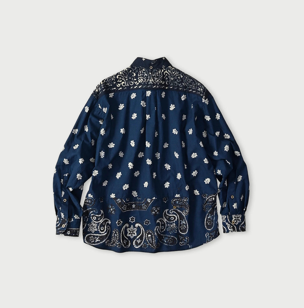 Indigo Hira Bandana Mix 908 Ocean Button Down Shirt